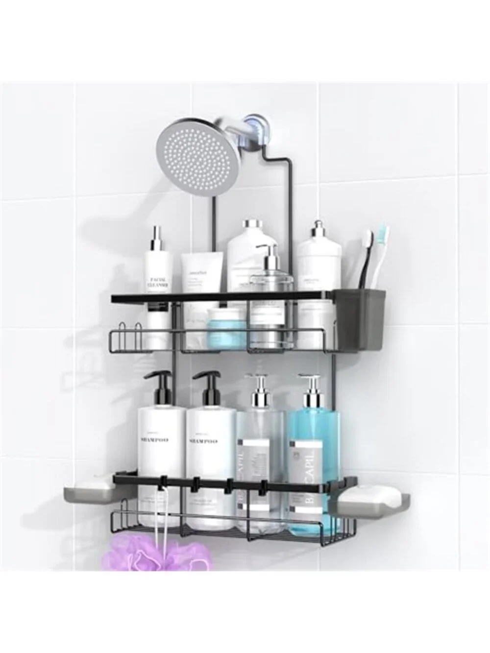 Hanging Shower Caddy Over Shower Head 2 Tier Stainless Steel Bathroom Organizer
